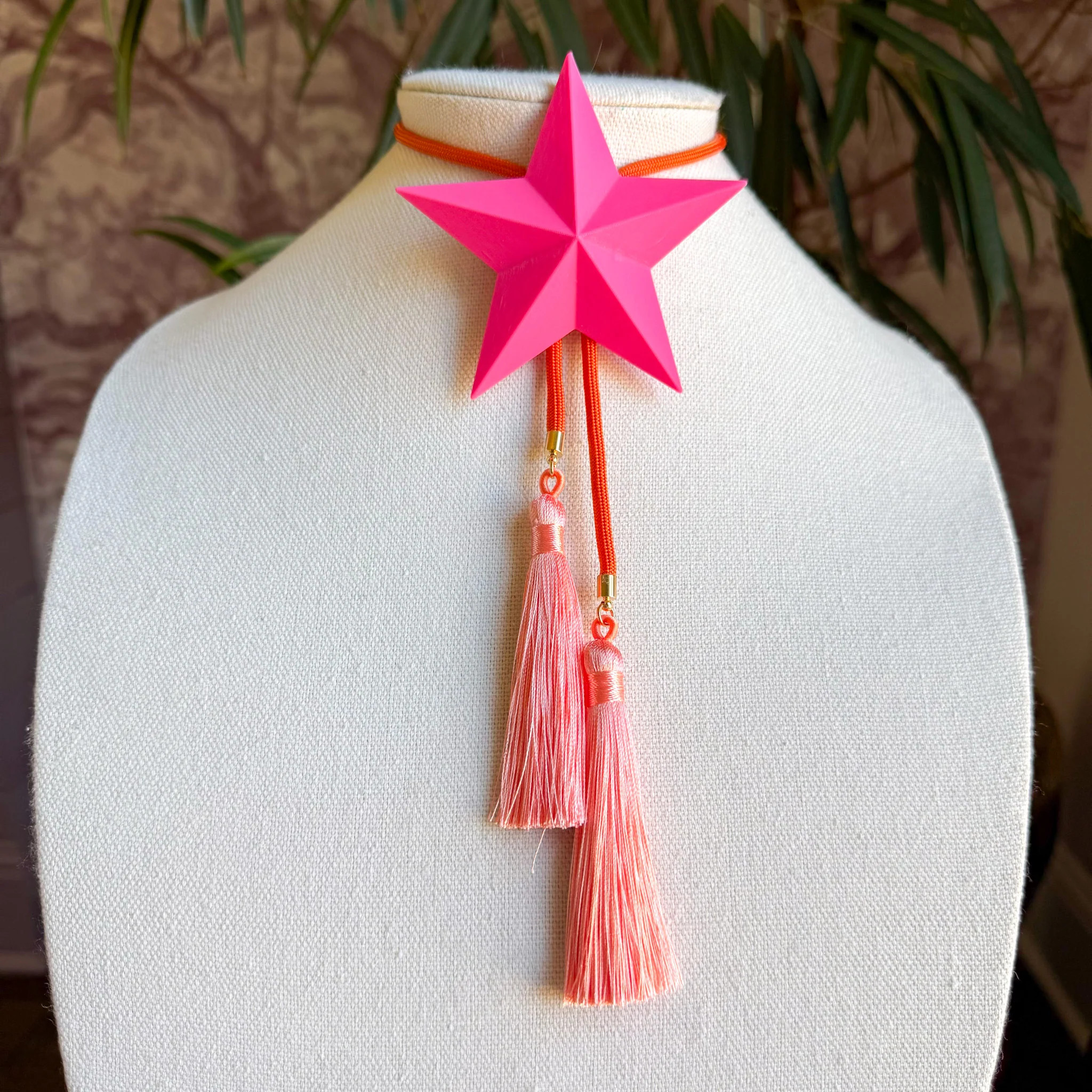 Lone Star Bolo Neon Pink with Solar Orange & Peach | Rahya Jewelry Design