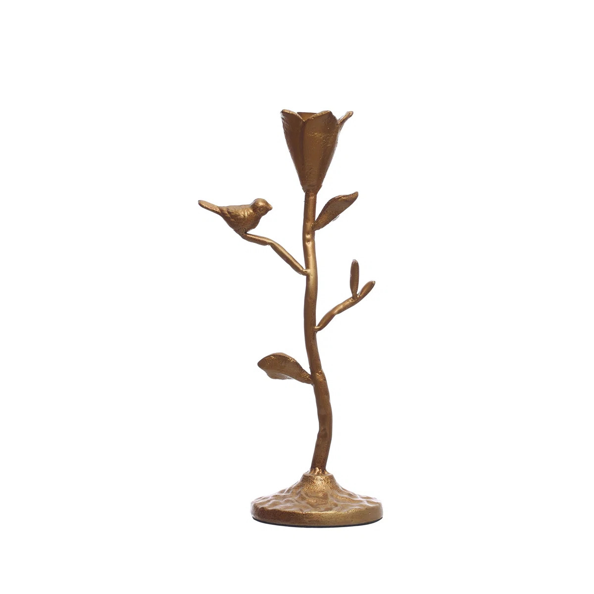 August Grove® Hand-Forged Cast Iron Candelabra with Flowers and Bird, Gold | Wayfair | Wayfair North America