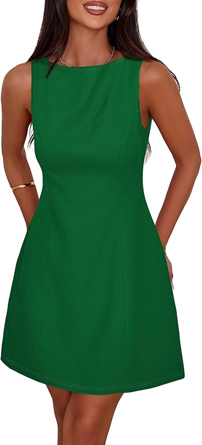 PRETTYGARDEN Womens Formal Short Dresses 2026 Summer Sleeveless Boat Neck A Line Elegant Mini Coc... | Amazon (US)