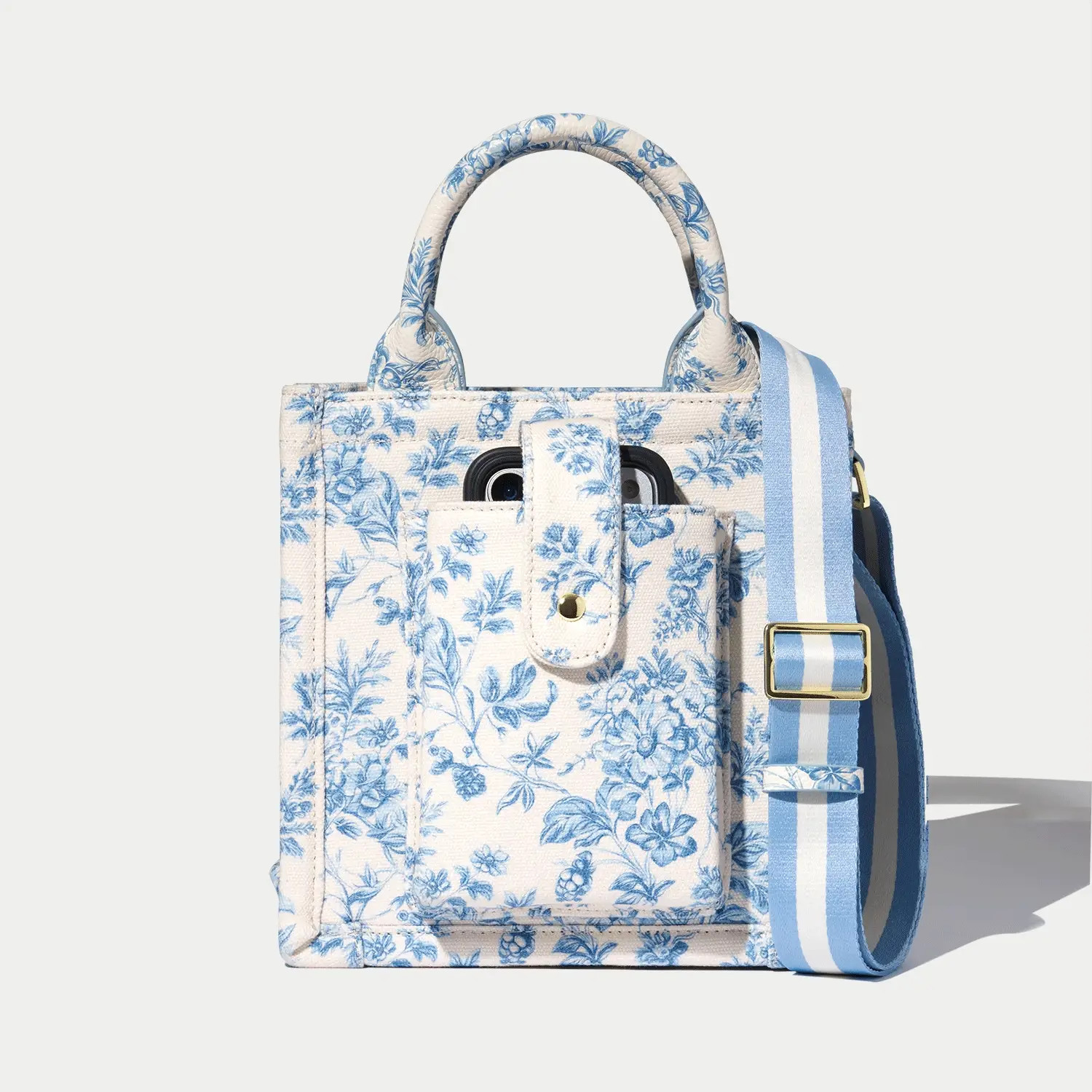 Small Dillon Book Tote - Chambray Toile/Gold | Bandolier