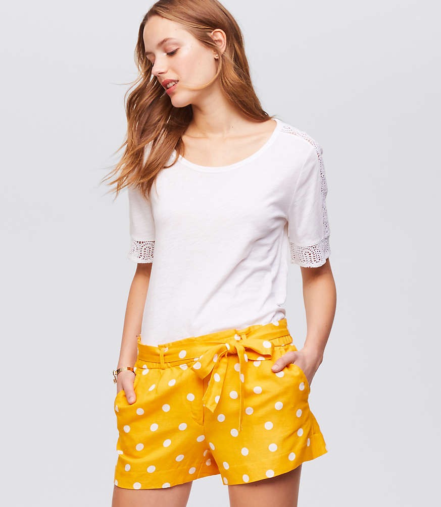 Polka Dot Tie Waist Shorts | LOFT