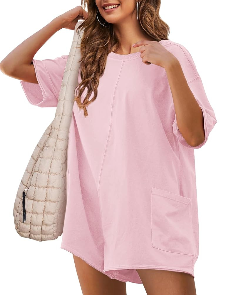 UANEO Rompers for Women Casual Oversized Athletic Jumpsuits Overalls Workout Hot Shot Tee Romper | Amazon (US)