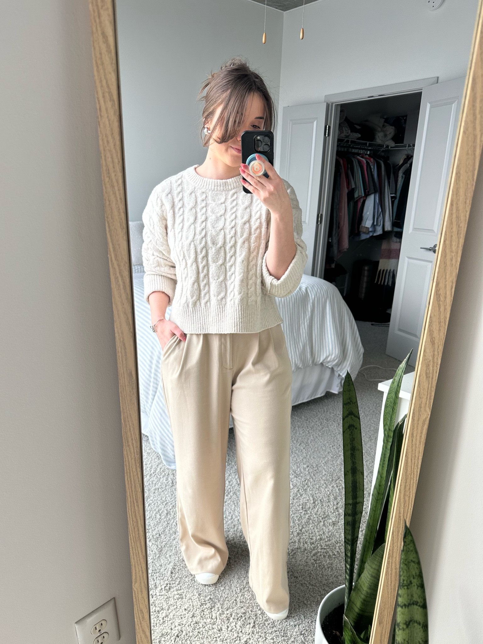 All cream in time for spring. It’s getting warmer outside but the office ac is cold so I paired a cropped sweater with wide leg trousers 

#LTKworkwear #LTKstyletip