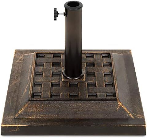 Best Choice Products Heavy Duty 26lb Outdoor Steel Square Patio Umbrella Base Stand w/Bronze Fini... | Amazon (US)