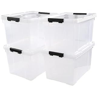 Amazon.com - IRIS USA 32 Qt. Plastic Storage Bin Tote Organizing Container with Durable Lid and Secu | Amazon (US)