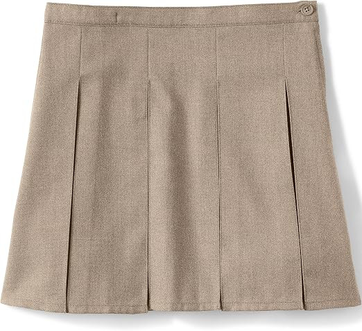 Lands' End School Uniform Girls Solid Box Pleat Skirt Top of Knee | Amazon (US)