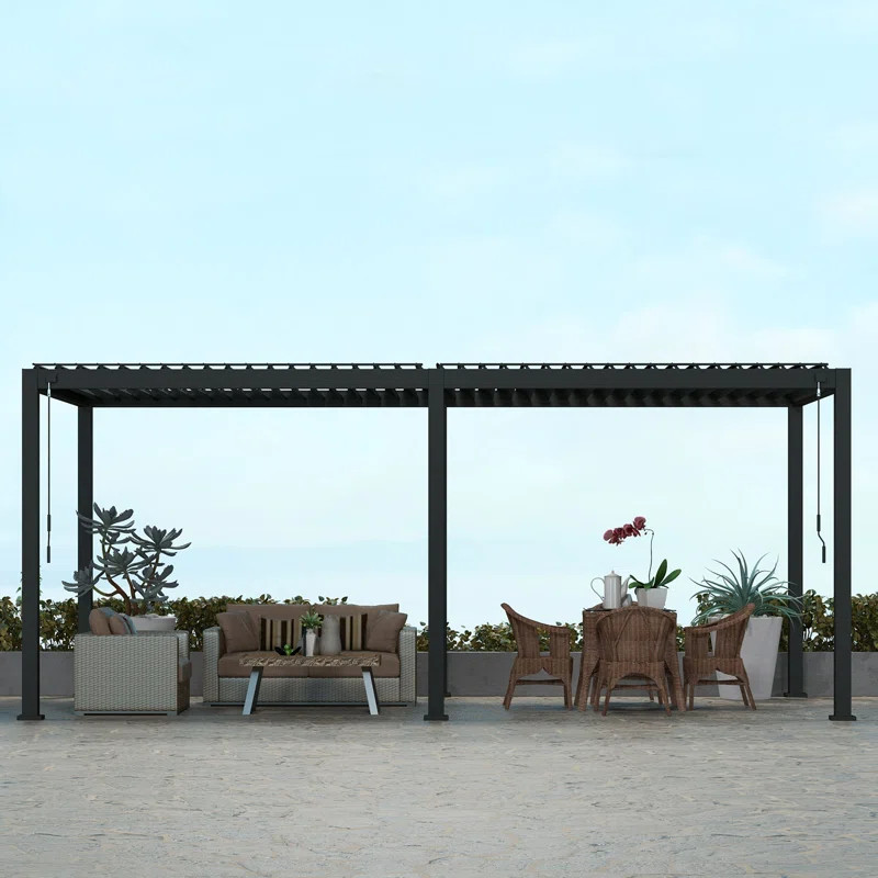 10 Ft. W x 20 Ft. D Metal Louvered Pergola with Adjustable Roof | Wayfair North America