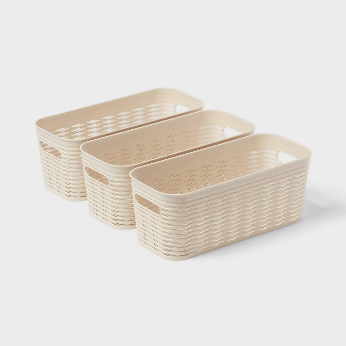 3pk Wave Half Medium Decorative Baskets Cream - Brightroom™ | Target