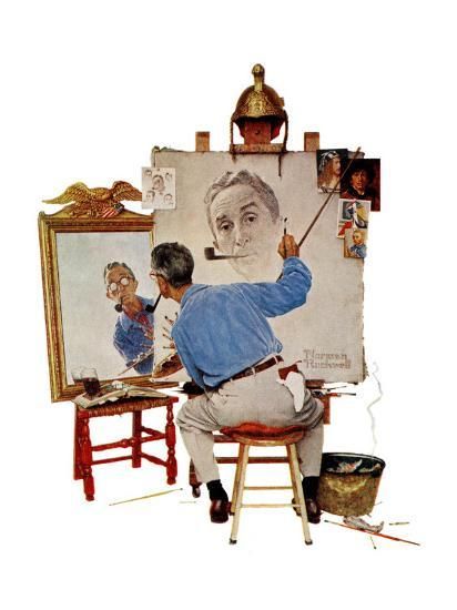 '"Triple Self-Portrait", February 13,1960' Giclee Print - Norman Rockwell | Art.com | Art.com