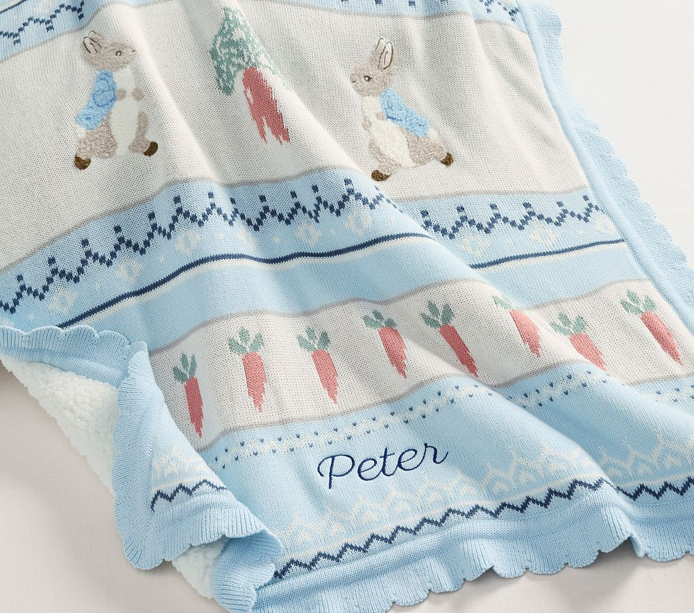 Beatrix Potter Fair Isle Sherpa-Backed Knit Baby Blanket | Pottery Barn Kids