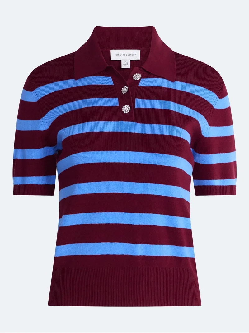 Free Assembly Women's and Women's Plus Polo Sweater with Short Sleeves, Lightweight, Sizes XS-4X | Walmart (US)