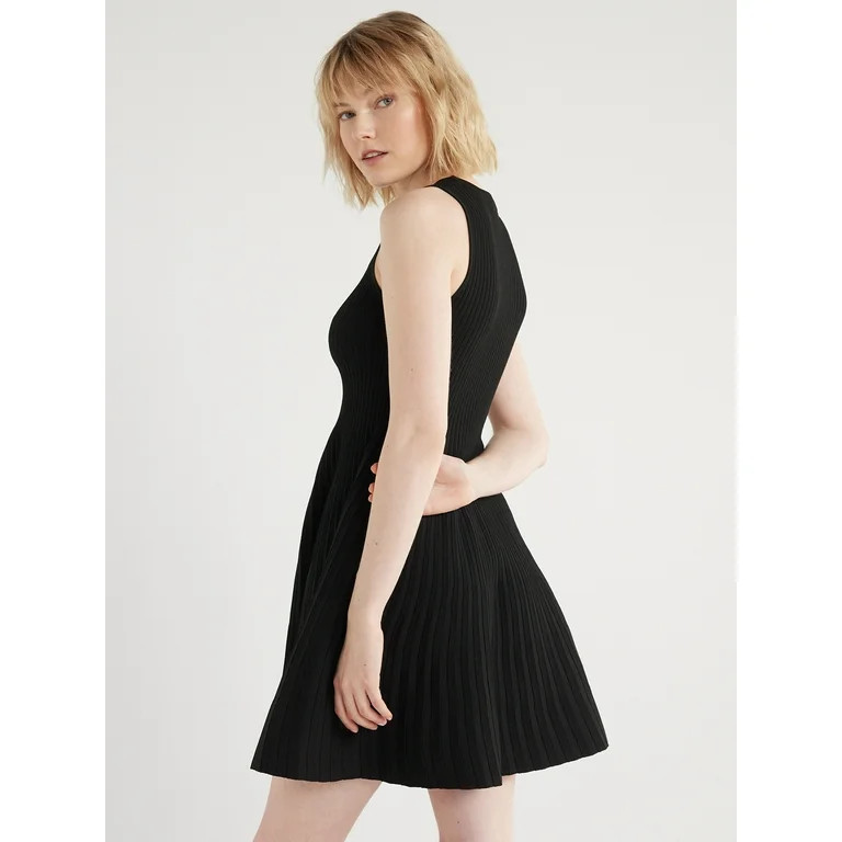 Scoop Women's Sleeveless High Neck Solid Mini Sweater Dress, Sizes XS-XXL | Walmart (US)