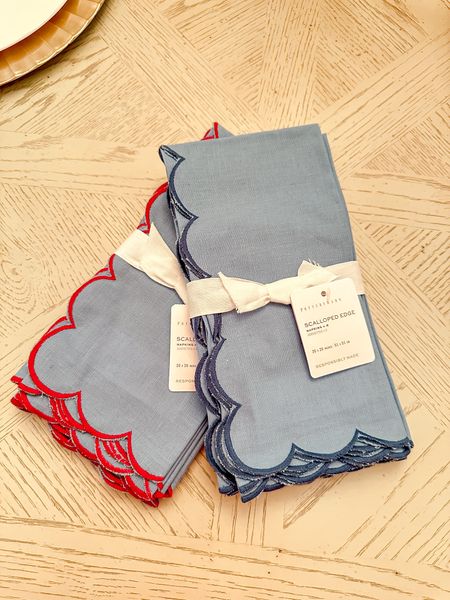 Scalloped edge napkins perfect for any occasion - esp with the 4th of July coming up! Set your table with these napkins. Set of 4 on sale now for $19! No code needed 

#LTKfindsunder50 #LTKhome #LTKsalealert