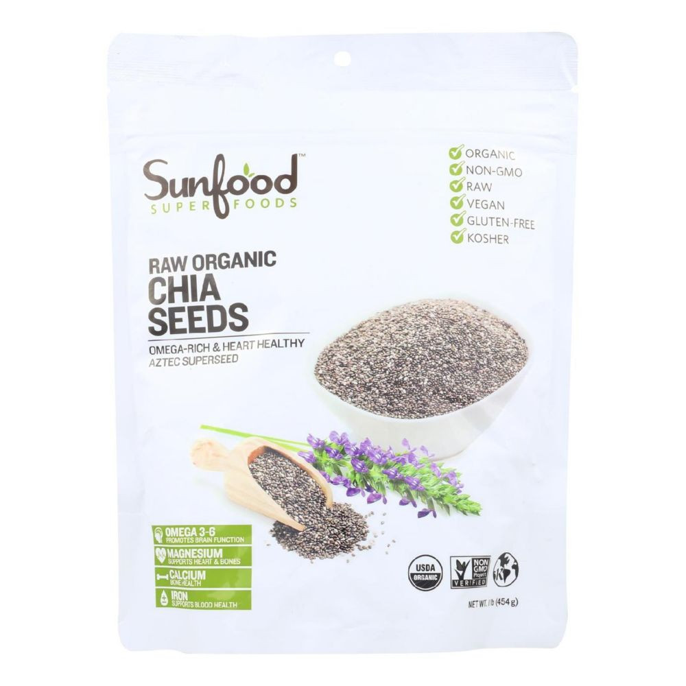 Sunfood Superfoods Raw Organic Chia Seeds - 1 Each - 1 LB Black | Oriental Trading Company