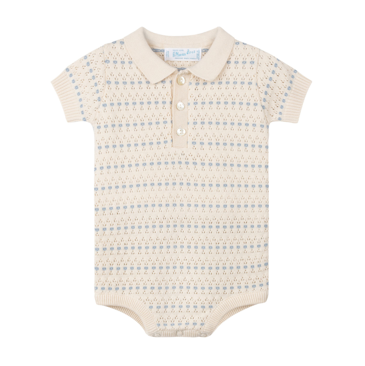Boys Pointelle Jacquard Knit Romper | Feltman Brothers
