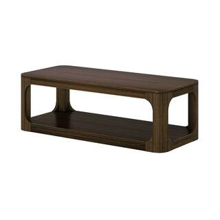 Forma 54 in. Walnut Rectangle Wood Coffee Table with Shelf | The Home Depot