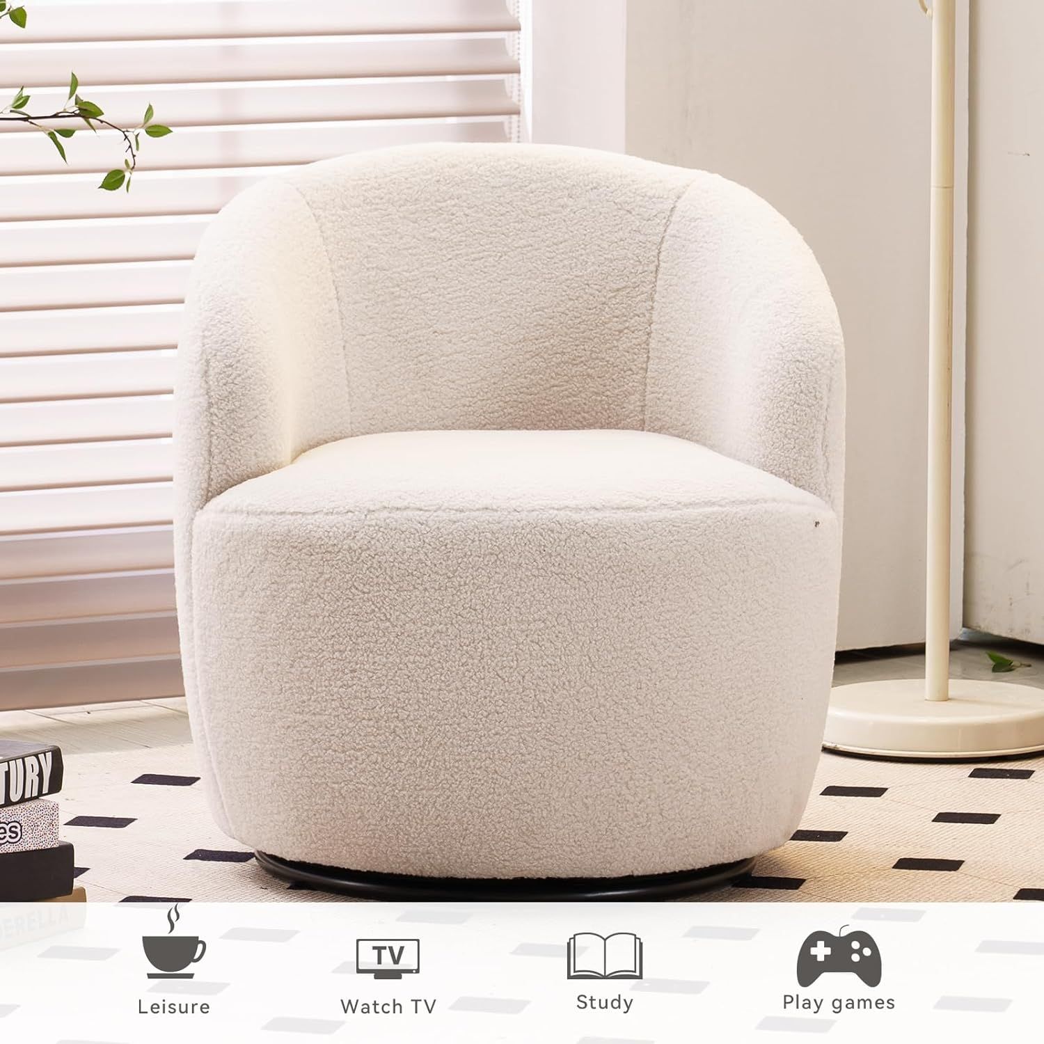 FOXHUNTER Cute Swivel Barrel Chair, Small Round Sofa Chair Modern Accent Chair for Living Room Up... | Amazon (US)