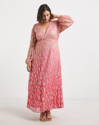 Pink Ombre Jacquard Maxi Dress | Simply Be (UK)