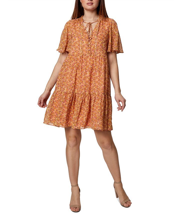 BCBGeneration Floral-Print Flutter-Sleeve Swing Dress & Reviews - Dresses - Women - Macy's | Macys (US)
