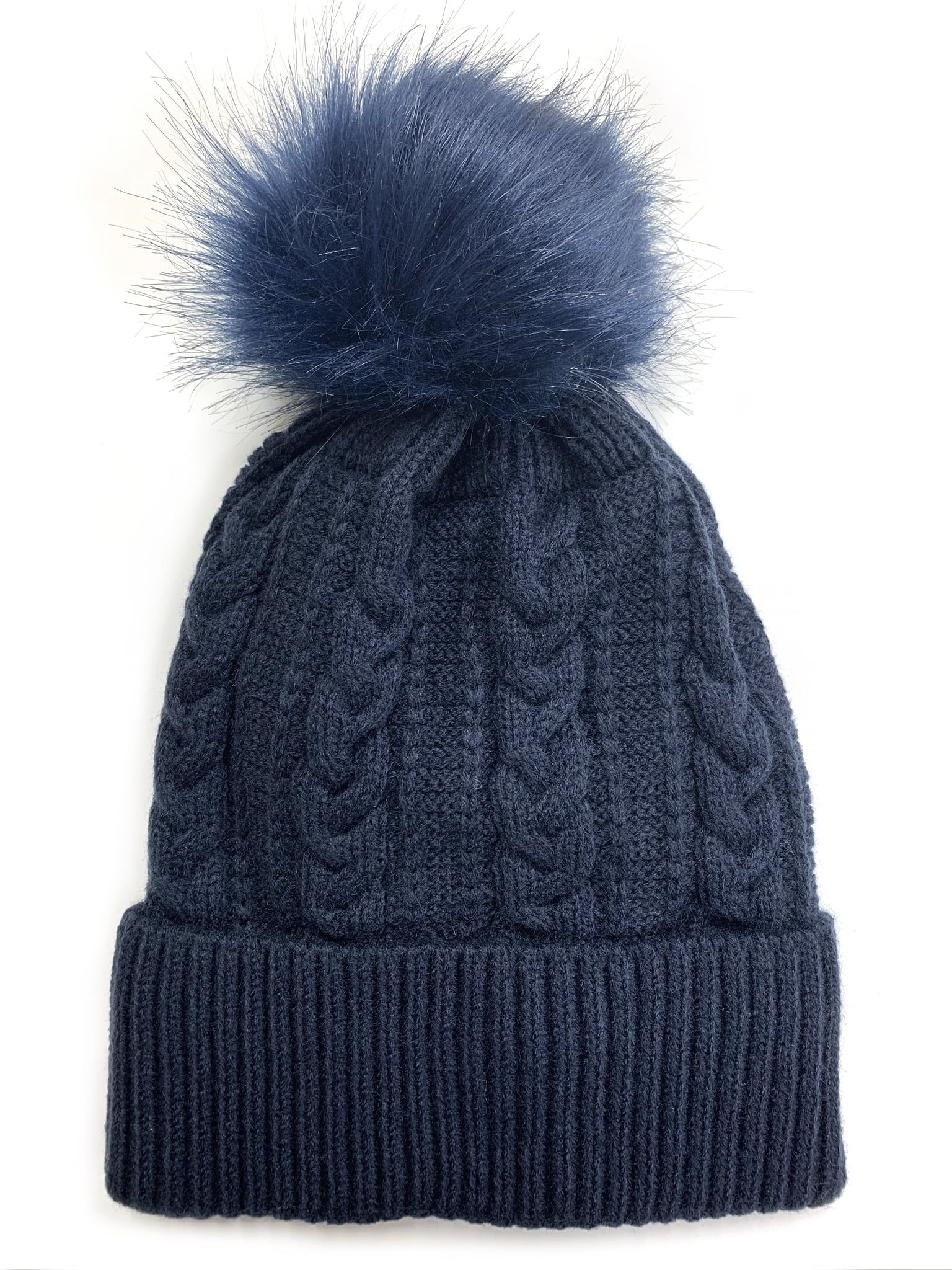 Newbee Fashion - Women Winter Faux Fur Pom Pom Beanie Hat with Warm Fleece Lined Thick Skull Ski ... | Walmart (US)