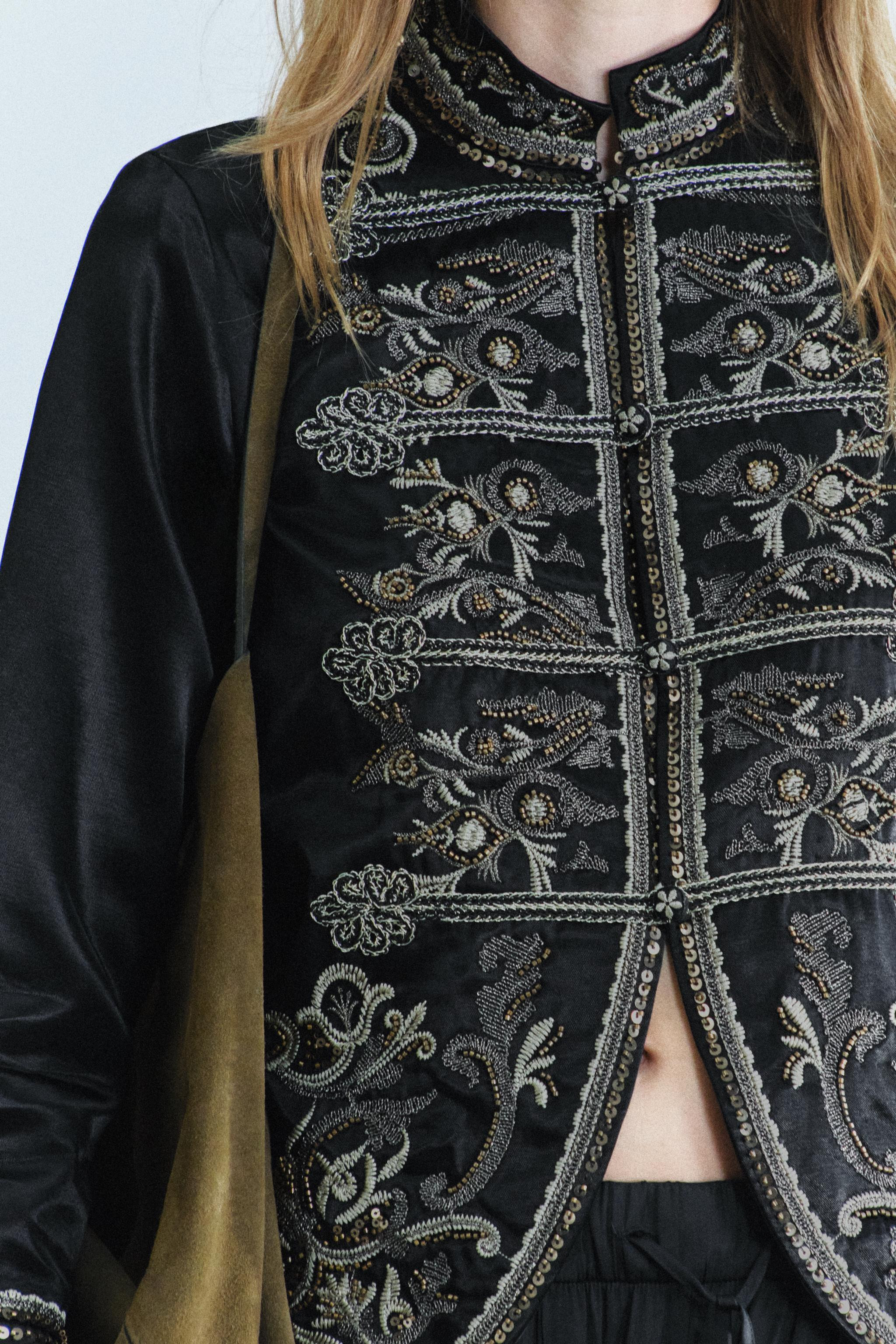 ZW COLLECTION EMBROIDERED FROG FASTENING JACKET | Zara US