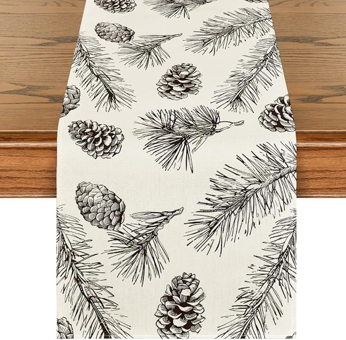 Artoid Mode Fir Pine Cone Christmas Table Runner, Seasonal Winter Leaves Kitchen Dining Table Dec... | Amazon (US)