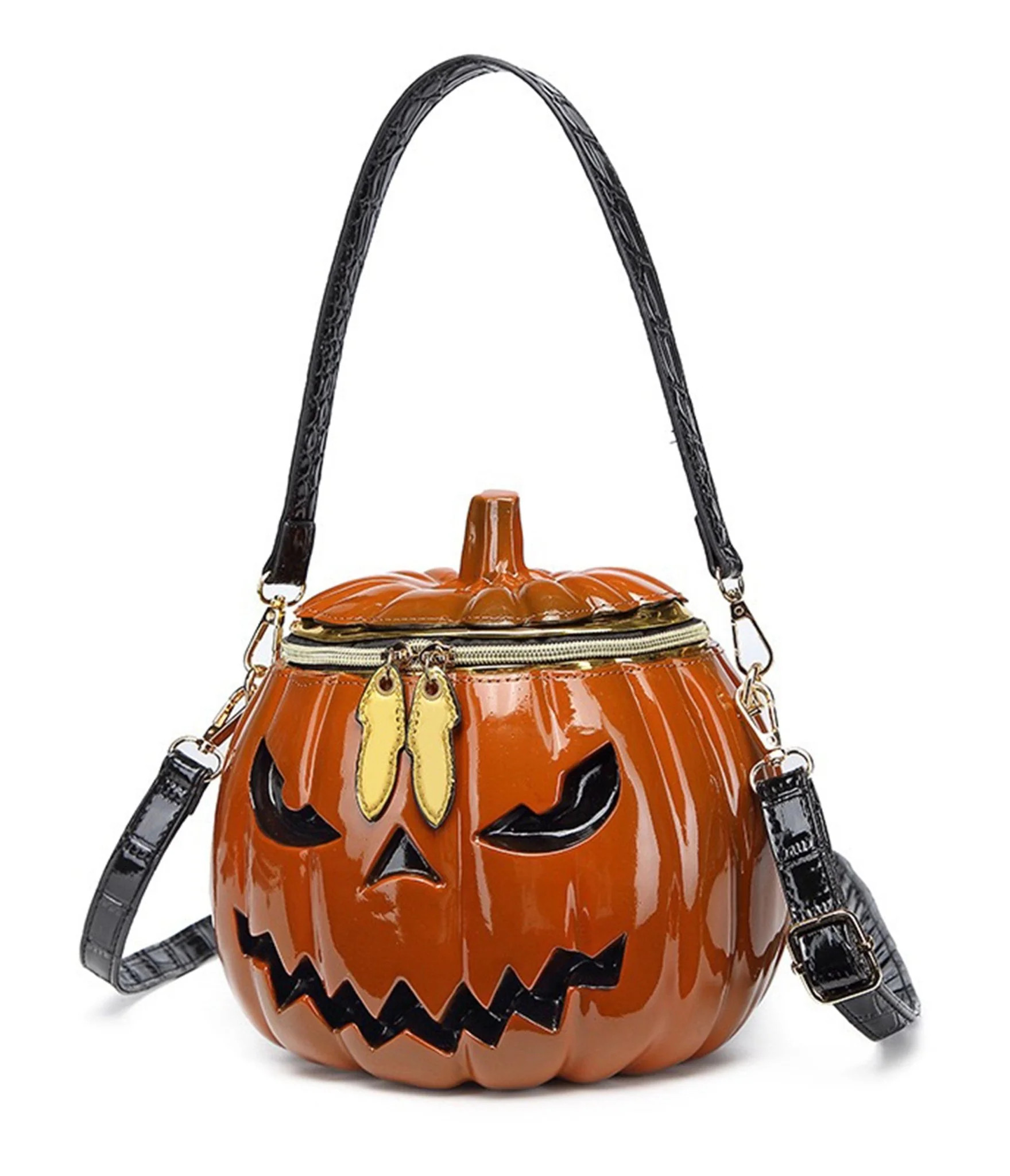 Preorder- Orange Leatherette Jack-o-Lantern Handbag | Unique Vintage - North America