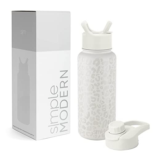 Simple Modern Water Bottle with Straw and Chug Lid Vacuum Insulated Stainless Steel Metal Thermos Bottles | Reusable Leak Proof BPA-Free Flask for Sports Gym | Summit Collection | 32oz, Cream Leopard | Amazon (US)
