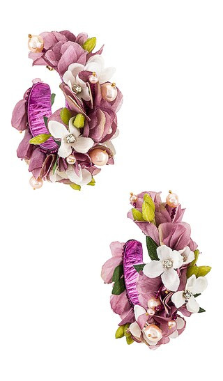 Floral Hoop Earrings in Pink | Revolve Clothing (Global)