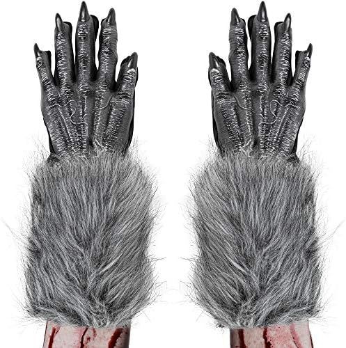 Skeleteen Werewolf Hand Costume Gloves - Grey Hairy Wolf Claw Hands Paws Monster Costume Accessor... | Amazon (US)