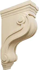 Ekena Millwork COR03X08X13TSRW Boston Traditional Scroll Wood Corbels, 3 7/8"W x 8"D x 13"H, Rubb... | Amazon (US)