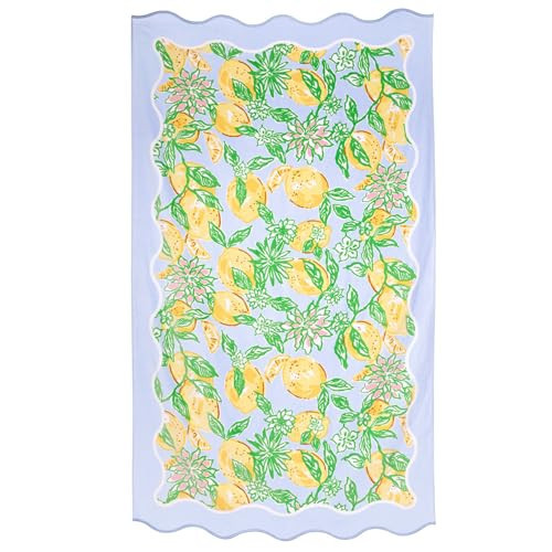 Lilly Pulitzer Oversized Pool/Beach Towel, 40 x 72, Large Cotton Towel with Scalloped Edges for Adults, Yellow/Green Lemon Print, Make Lemonade | Amazon (US)