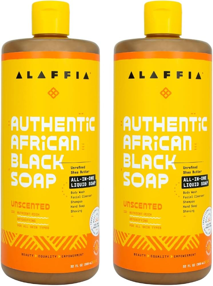Alaffia Authentic African Black Soap, Unscented, 2-Pack – All-in-One Moisturizing Cleanser for ... | Amazon (US)