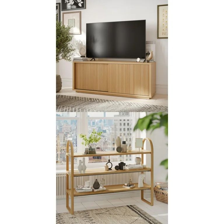 Beautiful Fluted Large Bookcase Entertainment Center for TV’s up to 65” by Drew Barrymore, Wa... | Walmart (US)