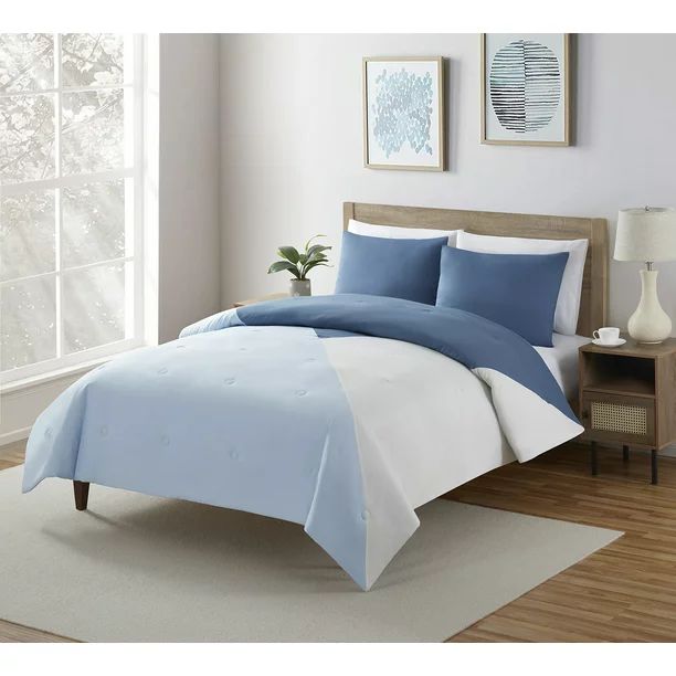 Serta So Soft 3-Piece Blue Reversible Comforter Set, Full/Queen - Walmart.com | Walmart (US)