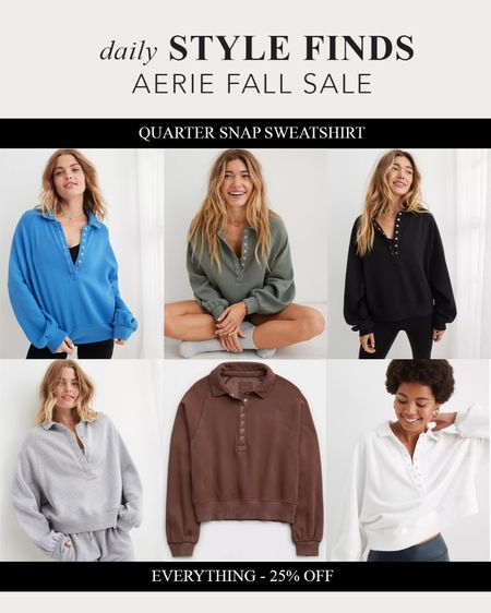 Cozy, comfortable sweatshirt - in 6 different colors.  Quarter Snap Aerie Sweatshirt #aerie #cozysweatshirt #topselling #topdeals #bestdeals #ae #deals #dailyfinds

#LTKsalealert #LTKSale #LTKfindsunder50