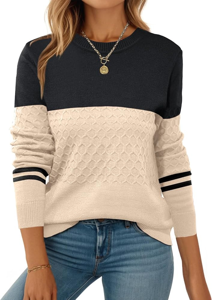 Zeagoo Womens Fall Sweaters Long Sleeve Crew Neck Ribbed Knit Pullover Tops | Amazon (US)