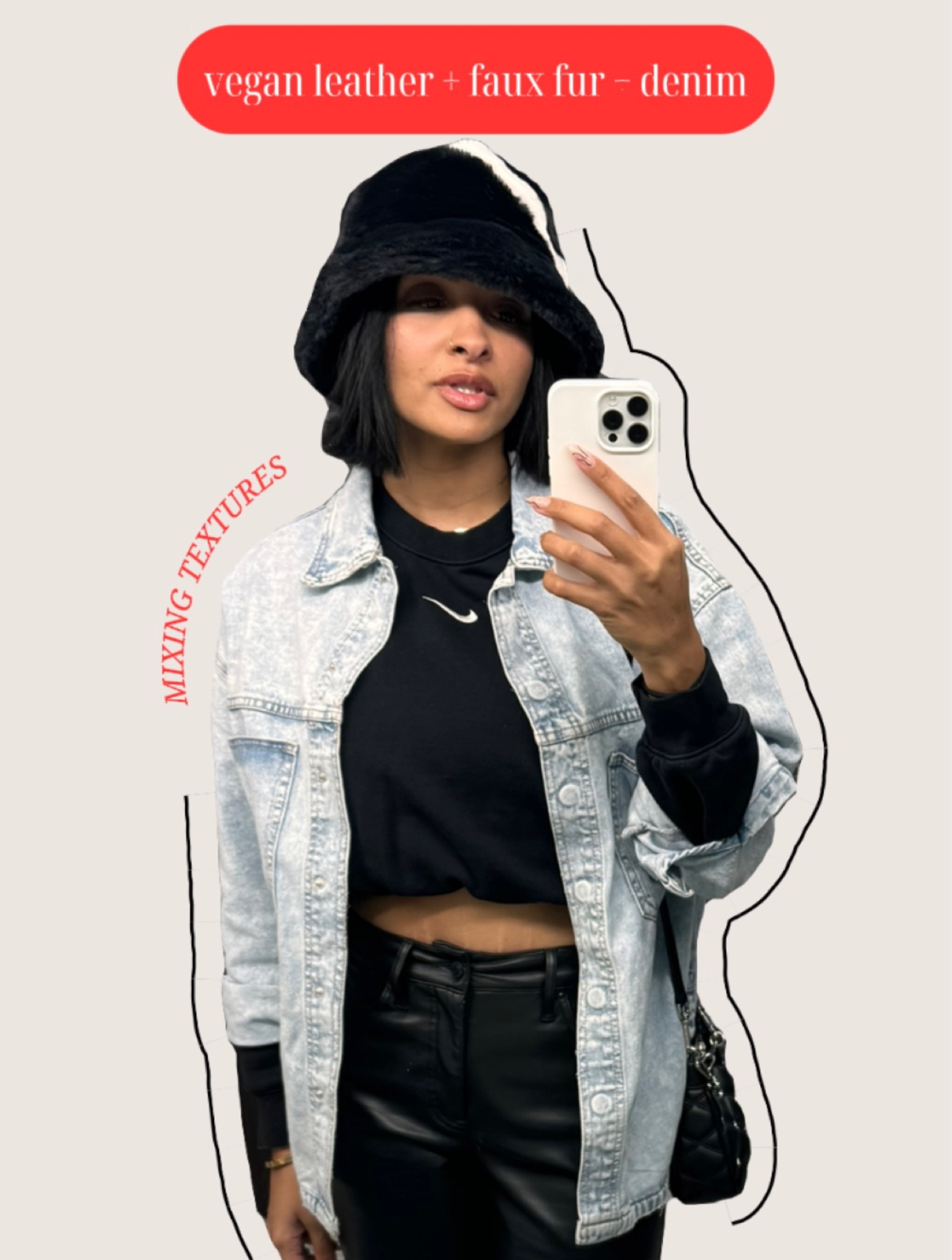 A quick & easy mix & match. Love playing with varying textures. 

Nike, vegan leather, denim, bucket hat, oversized jean jacket, fuzzy hat 

#LTKstyletip #LTKU #LTKfindsunder100