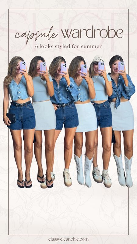capsule wardrobe looks! Denim on denim summer looks. Casual summer outfits  
wearing my usual smalls/2
dibs: use code emerson [good life gold and strawberry summer]


#LTKSeasonal #LTKFindsUnder100 #LTKStyleTip