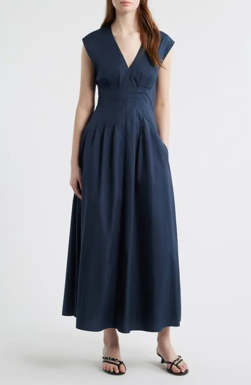 rag & bone Ines Pleated Poplin Maxi Dress in Salute at Nordstrom, Size 0 | Nordstrom
