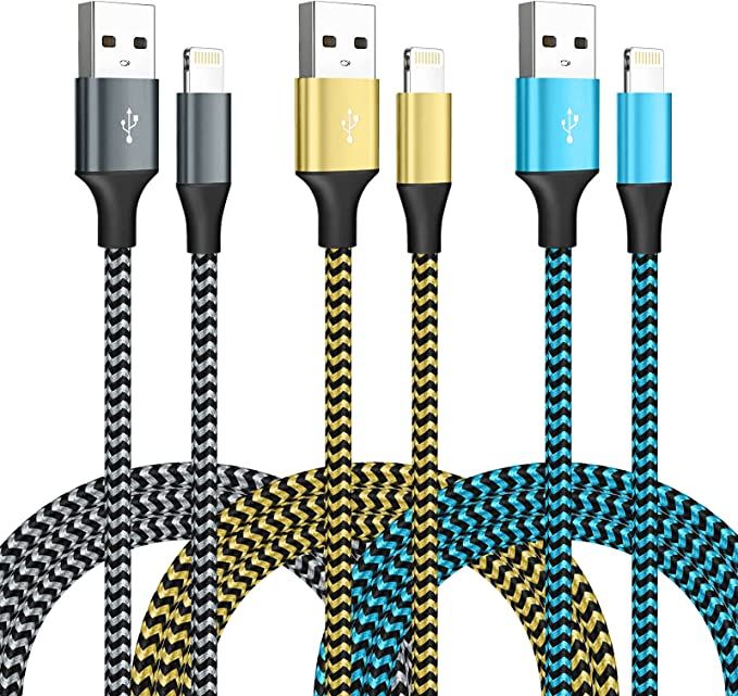 [Apple MFi Certified] iPhone Charger 3 Pack 6FT USB Lightning Cable Fast Charging Nylon Braided ... | Amazon (US)