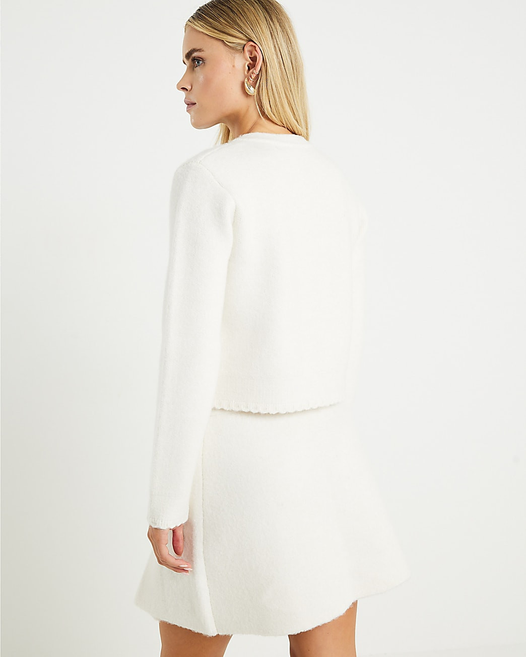Petite Cream Bow Front Cardigan | River Island UK & IE