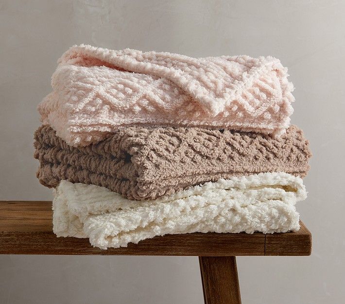 Carved Cable Sherpa Throw | Pottery Barn Kids