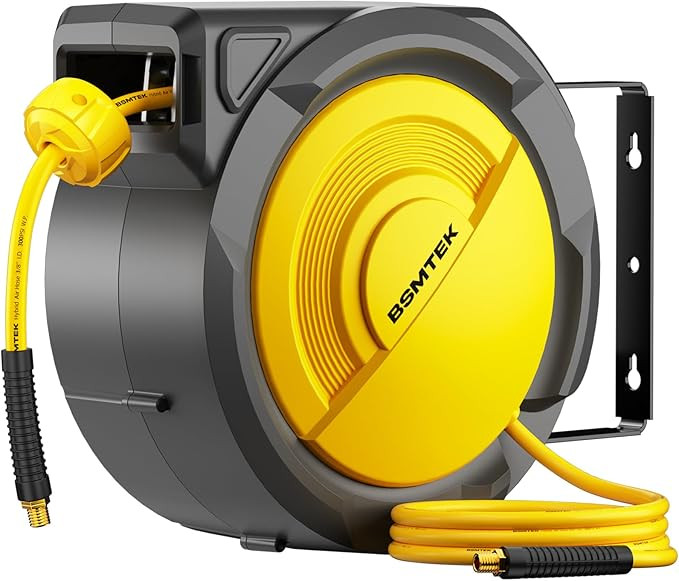 80FT+6.5FT Retractable Air Hose Reel, 3/8" Hybrid Air Hose, Air Compressor Hose Reel with Max 300... | Amazon (US)