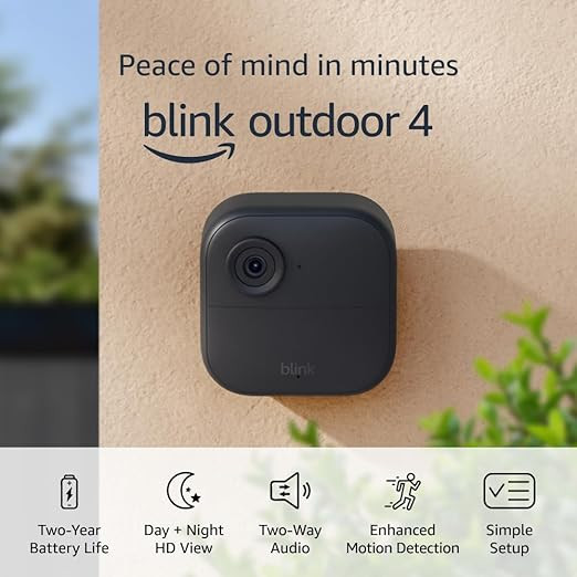 Blink Outdoor 4 — Wireless smart security camera, two-year battery, 1080p HD day and infrared n... | Amazon (US)