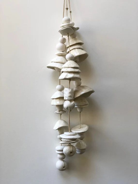 Ceramic Wind Chimes single strand Wall Hanging -white stoneware clay- minimalist, modern, handmade | Etsy (US)