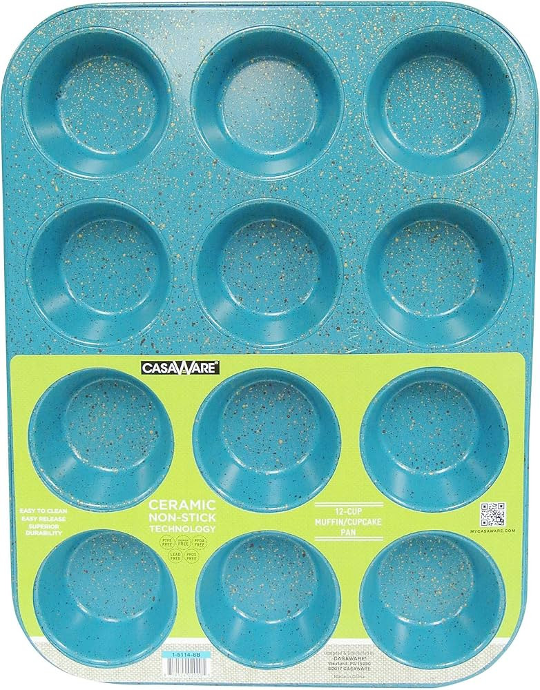 casaWare Ceramic Coated NonStick 12 Cup Muffin Pan (Blue Granite) | Amazon (US)