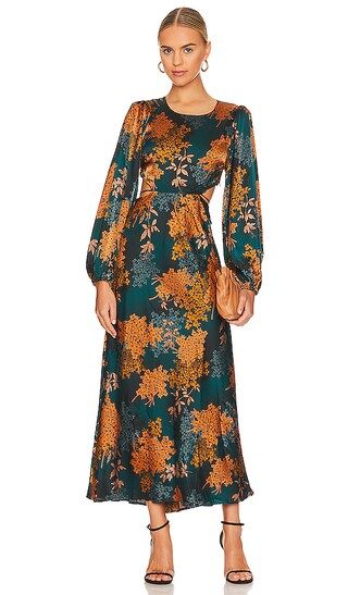 Quinn Midi Dress in Green & Rust Floral | Revolve Clothing (Global)
