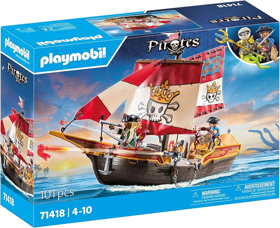 PLAYMOBIL Pirates 71418 Piratenschiff, aufregende Abenteuer auf hoher See, mit umfangreichem Zube... | Amazon (DE)
