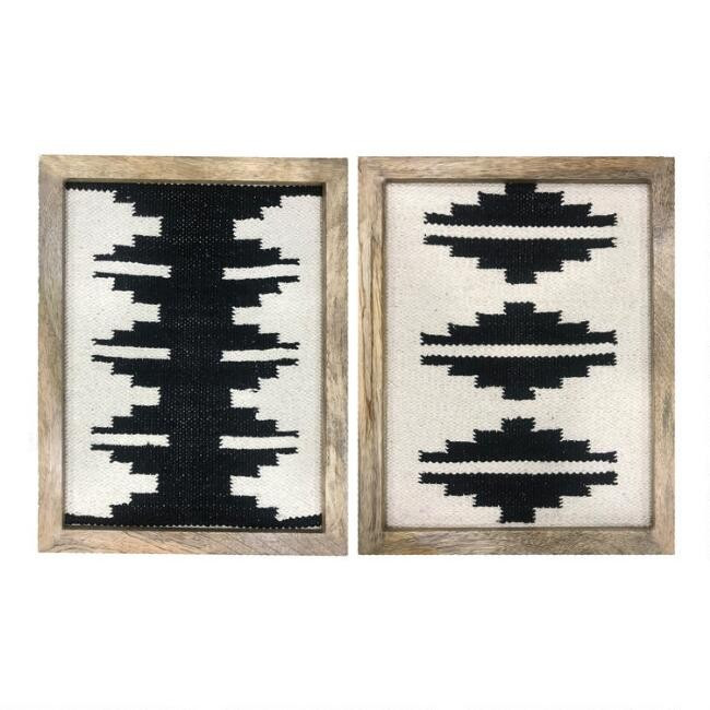 Black And White Southwest Textiles Framed Wall Decor 2 Piece | World Market